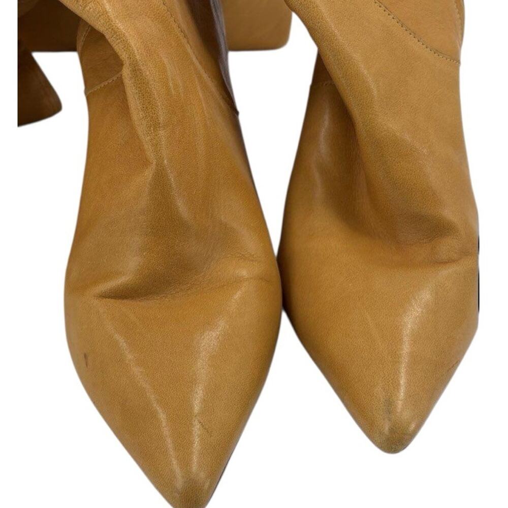 Ulla Johnson Knee High Boots 9.5M Mustard Yellow/Camel Suede Leather Block Heel - Picture 7 of 10
